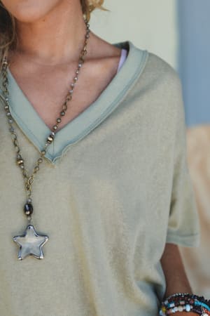 tash-v-neck-tee-moss/Green