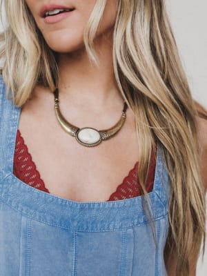 Roma Sun Statement Necklace - White OS / White