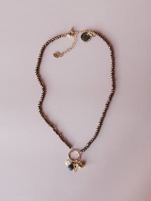 Jasmine Beaded Necklace: jasmine-beaded-necklace-amber/Amber