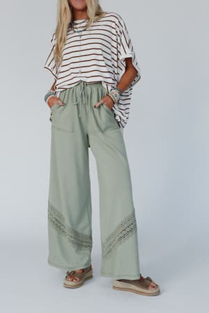 lyrical-wide-leg-pants-green/Green