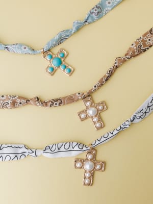 Cross Bandana Necklace - Blue OS / Blue