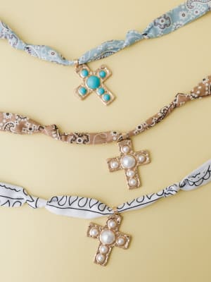 Cross Bandana Necklace - Brown OS / Brown