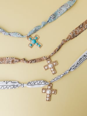 Cross Bandana Necklace - White OS / White
