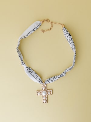 Cross Bandana Necklace - White OS / White