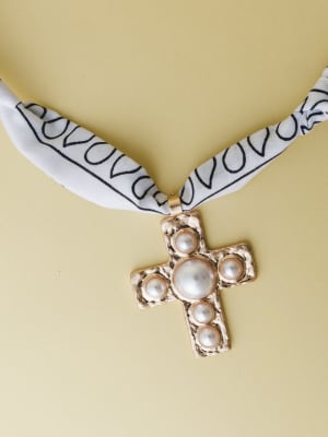 Cross Bandana Necklace - White OS / White