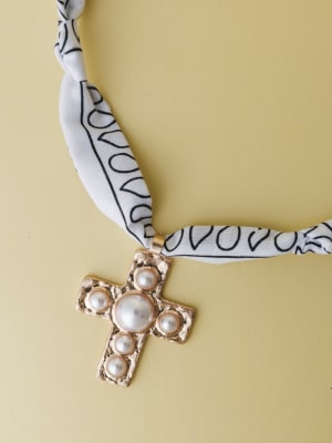 Cross Bandana Necklace - White OS / White