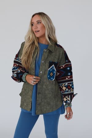 scout-printed-sleeve-jacket-olive/Olive