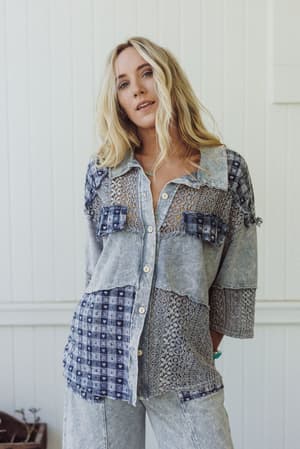 lost-in-love-button-down-top-grey/Grey