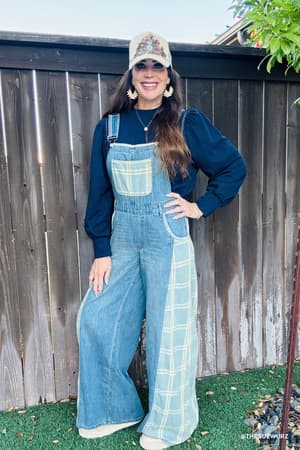So Fine Contrast Denim Overalls: undefined