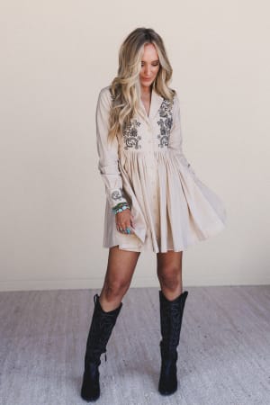 Always Yours Button Front Dress: undefined