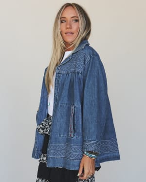 Denim Joy Jean Embroidered Jacket: undefined