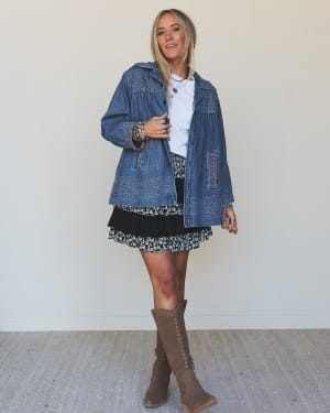 Denim Joy Jean Embroidered Jacket - Medium Wash L / Medium Wash