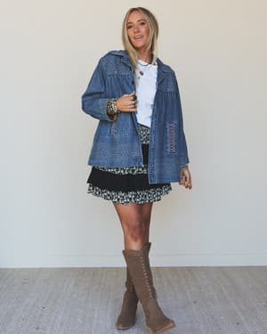 Denim Joy Jean Embroidered Jacket - Medium Wash L / Medium Wash