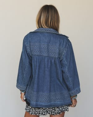 Denim Joy Jean Embroidered Jacket - Medium Wash L / Medium Wash