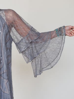 Rana Bell Lace Sleeve Dress - Grey L / Grey