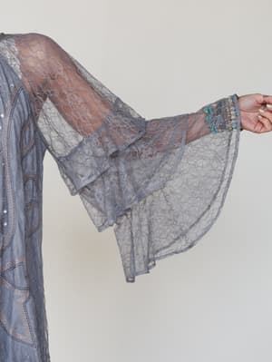 Rana Bell Lace Sleeve Dress - Grey L / Grey