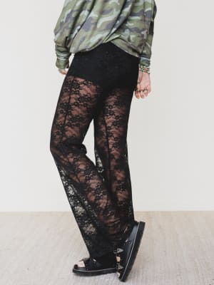 All In Time Lace Pants - Black L / Black