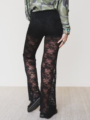 All In Time Lace Pants - Black L / Black