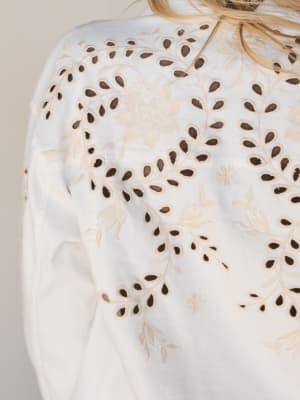 Spring Fleur Eyelet Embroidered Jacket - Off White L / Off White