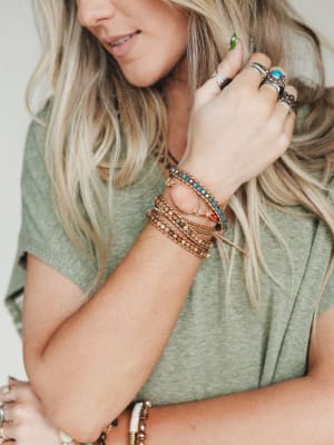 On The Horizon Wrap Bracelet - Coral Multi OS / Coral Multi