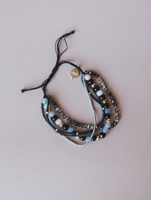 Secret Garden Layered Bracelet Stack: secret-garden-layered-bracelet-stack-black/Black