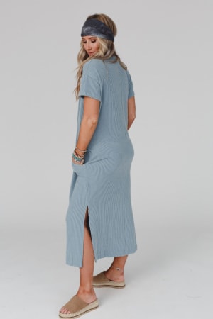 easy-days-maxi-slit-tee-dress-slate/Slate