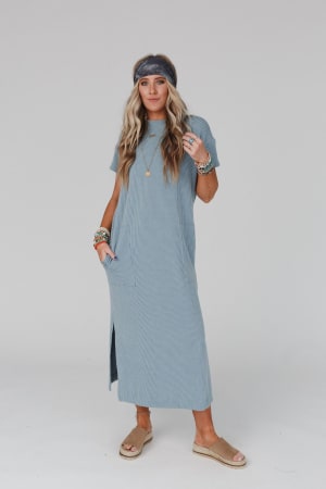 easy-days-maxi-slit-tee-dress-slate/Slate