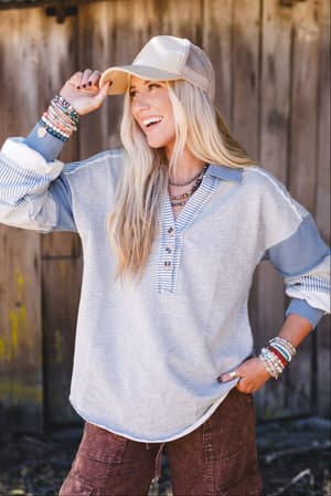 Harmony Haze Henley Top: undefined