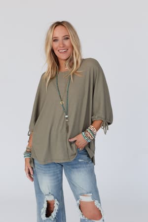 little-lark-puff-sleeve-tee-olive/Olive