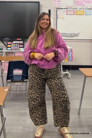 Thrill Seeker Leopard Barrel Jeans: undefined