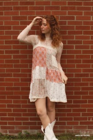 Golden Fields Patchwork Dress: undefined