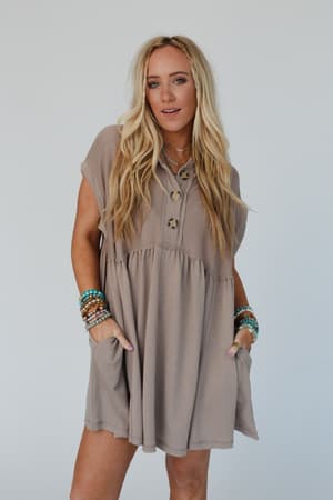 sweet-nothings-baby-doll-dress-khaki/Khaki
