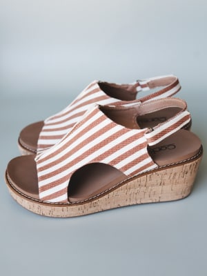 Drift Club Platform Sandals - Tan Stripe White 8 / Tan Stripe White
