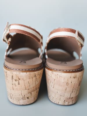 Drift Club Platform Sandals - Tan Stripe White 8 / Tan Stripe White