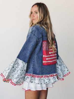 Boho Americana Denim Jacket: undefined