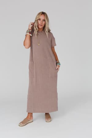 easy-days-maxi-slit-tee-dress-acorn/Acorn