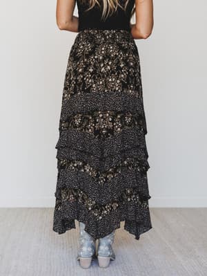 Garden of Flur Maxi Skirt - Black Multi L / Black Multi