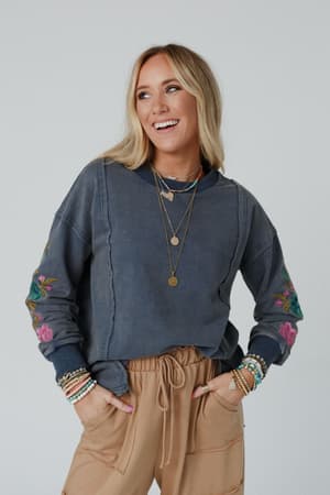 Floral Muse Embroidered Top: undefined