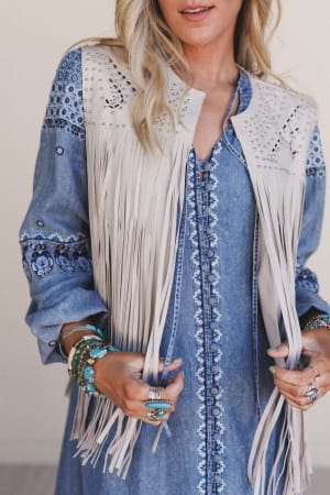 Coastal Pearl Fringe Vest: undefined