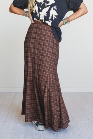 High Plains Plaid Maxi Skirt: undefined