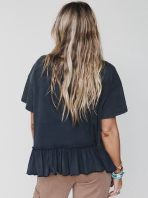Boots and Bows Top - Washed Black L / Washed Black