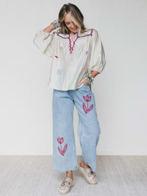 Spring is Here Blouse - Ivory L / Ivory