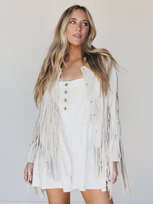 Reba Fringe Embroidered Jacket: undefined