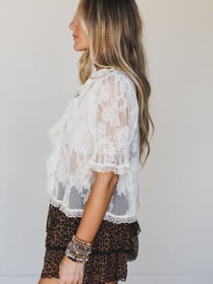 Lace Wonder Blouse - Ivory L / Ivory