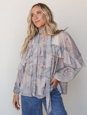 Out in the Town Blouse With Scarf: undefined