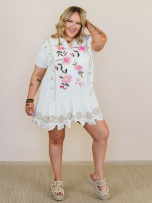 Sweet Dandy Embroidered Dress: undefined