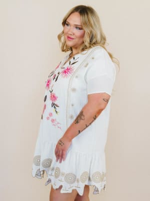 Sweet Dandy Embroidered Dress - Cream L / Cream