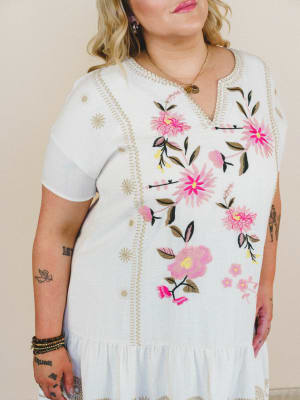 Sweet Dandy Embroidered Dress - Cream L / Cream