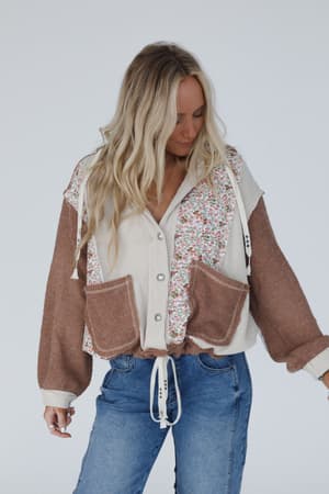 leighton-button-up-floral-shacket-chocolate/Chocolate
