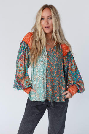Danielle Mixed Floral Printed Top: undefined